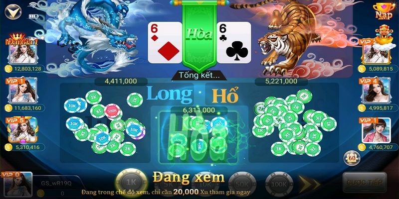 Hướng dẫn anh em cách chơi game rồng hổ tại 99ok chi tiết nhất